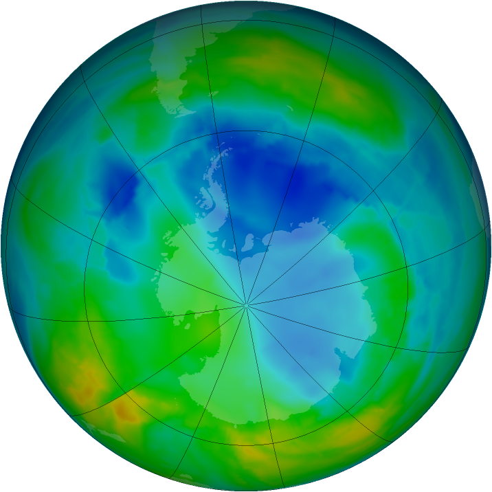 Antarctic ozone map for 05 August 2008